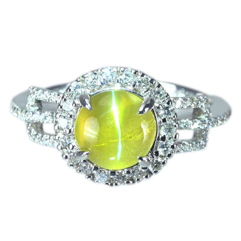 K18WG CATS EYEキャッツアイリング CE2.114ct D0.45ct 4.1g #13