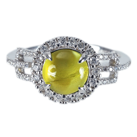 K18WG CATS EYEキャッツアイリング CE2.114ct D0.45ct 4.1g #13