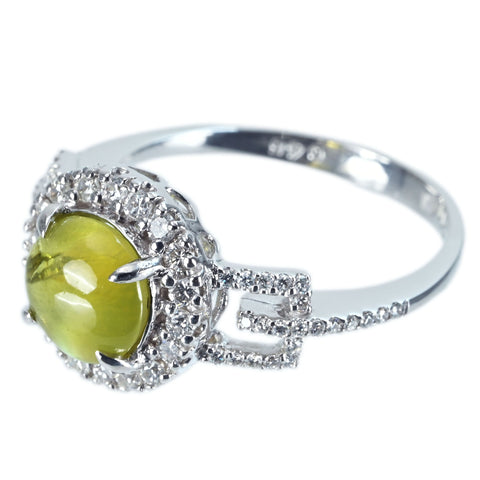 K18WG CATS EYEキャッツアイリング CE2.114ct D0.45ct 4.1g #13