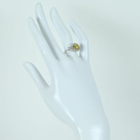 K18WG CATS EYEキャッツアイリング CE2.114ct D0.45ct 4.1g #13