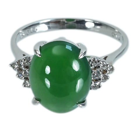 【中古】K18WG JADEITEヒスイリング J4.65ct D0.15ct 3.6g #13