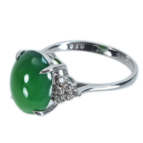 【中古】K18WG JADEITEヒスイリング J4.65ct D0.15ct 3.6g #13