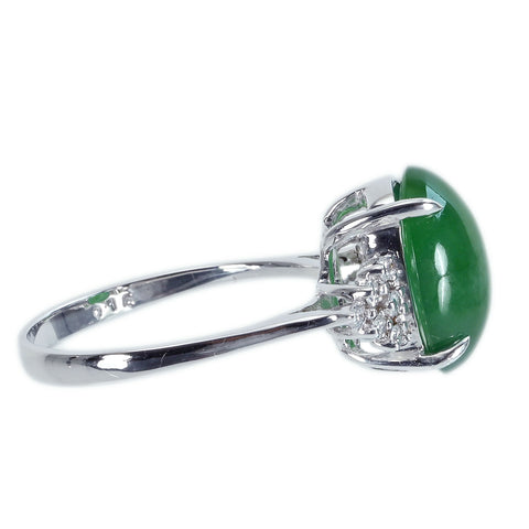 【中古】K18WG JADEITEヒスイリング J4.65ct D0.15ct 3.6g #13