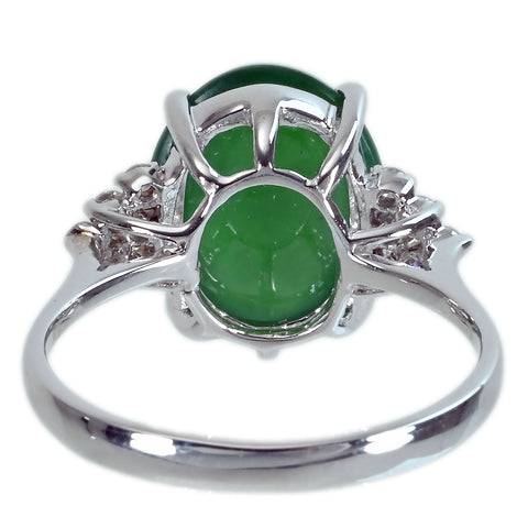 【中古】K18WG JADEITEヒスイリング J4.65ct D0.15ct 3.6g #13