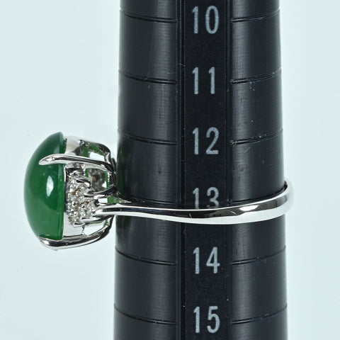 【中古】K18WG JADEITEヒスイリング J4.65ct D0.15ct 3.6g #13