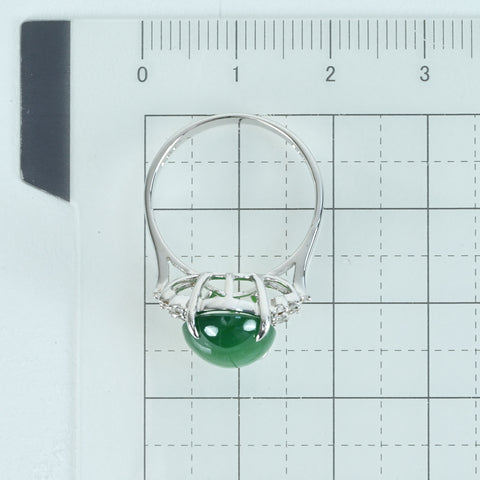 【中古】K18WG JADEITEヒスイリング J4.65ct D0.15ct 3.6g #13