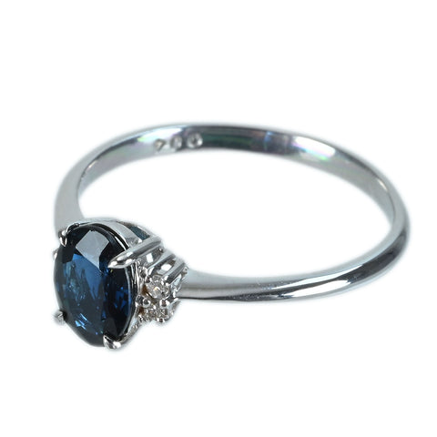 【中古】K18WG SAPPHIREサファイアリング S0.87ct D0.04ct 1.6g #11.5