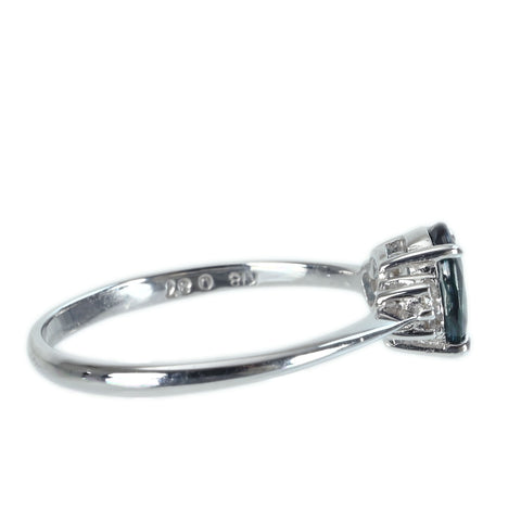 【中古】K18WG SAPPHIREサファイアリング S0.87ct D0.04ct 1.6g #11.5