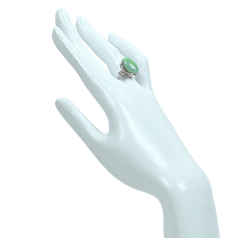 【中古】K18WG OPAL RING オパールリング OP6.25ct D0.28ct 6.0g #12.5