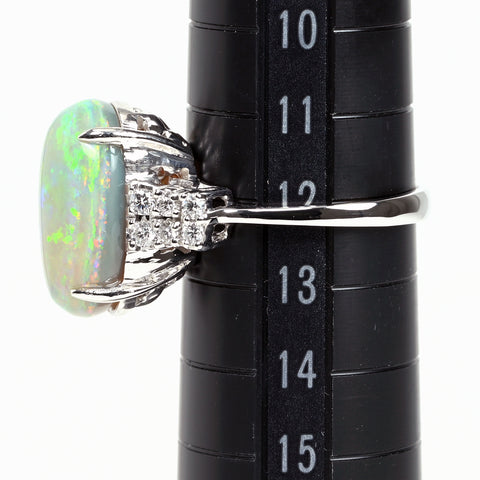 【中古】K18WG OPAL RING オパールリング OP6.25ct D0.28ct 6.0g #12.5