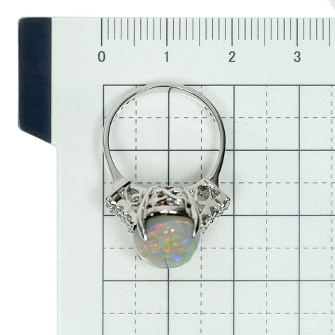 【中古】K18WG OPAL RING オパールリング OP6.25ct D0.28ct 6.0g #12.5
