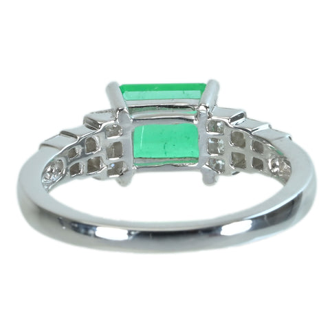 【中古】 K18WG EMERALD エメラルドリング E1.00ct D0.30ct 3.2g #10.5