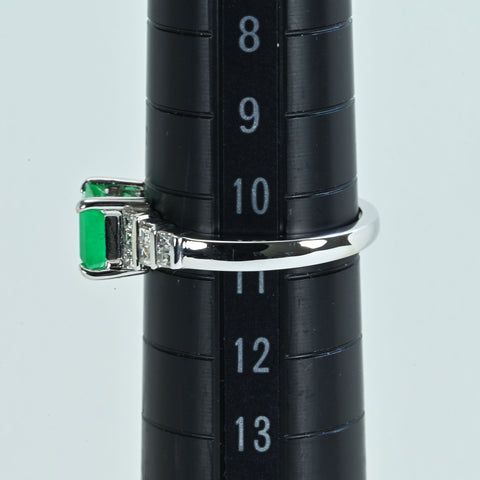 【中古】 K18WG EMERALD エメラルドリング E1.00ct D0.30ct 3.2g #10.5