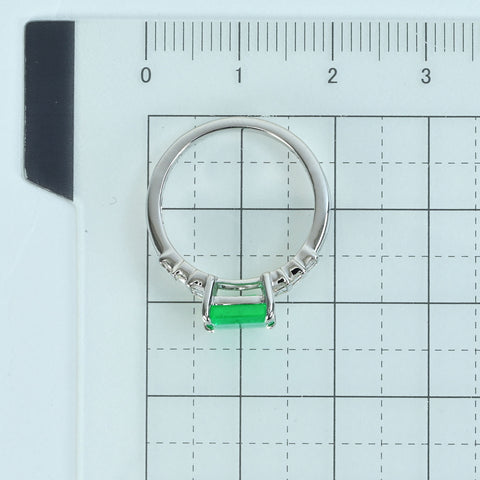【中古】 K18WG EMERALD エメラルドリング E1.00ct D0.30ct 3.2g #10.5