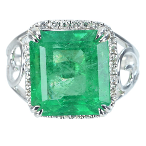 [Used] K18WG Emerald Ring E6.85ct D0.23ct 6.1g #14 