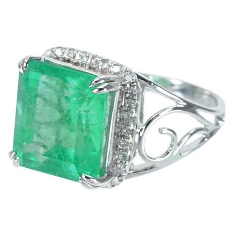 [Used] K18WG Emerald Ring E6.85ct D0.23ct 6.1g #14 