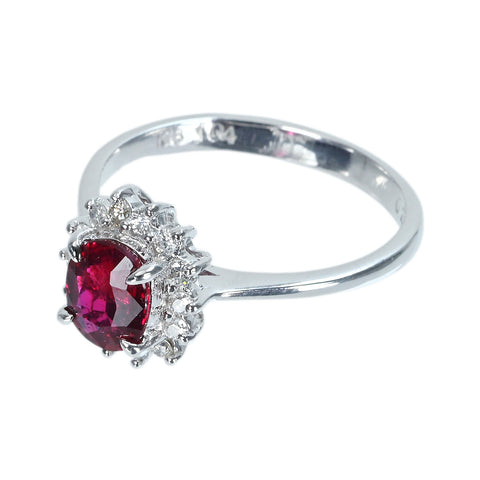 【中古】K18WG RUBY非加熱ルビーリング R1.04ct D0.22ct AIGSピジョンブラッド鑑別書 3.1g #13.5