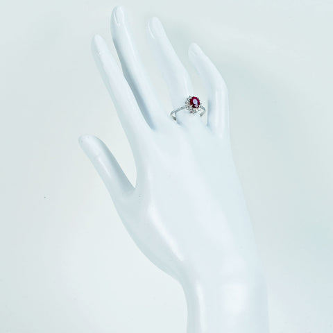 【中古】K18WG RUBY非加熱ルビーリング R1.04ct D0.22ct AIGSピジョンブラッド鑑別書 3.1g #13.5