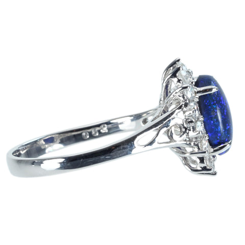 【中古】K18WG BLACK OPAL RING ブラックオパールリング BO1.44ct D0.52ct 3.1g #13.5