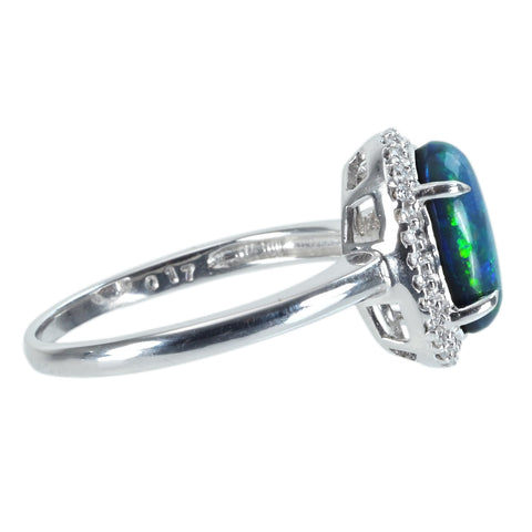 【中古】K18WG BLACK OPALブラックオパールリング BO1.72ct D0.17ct 3.6g