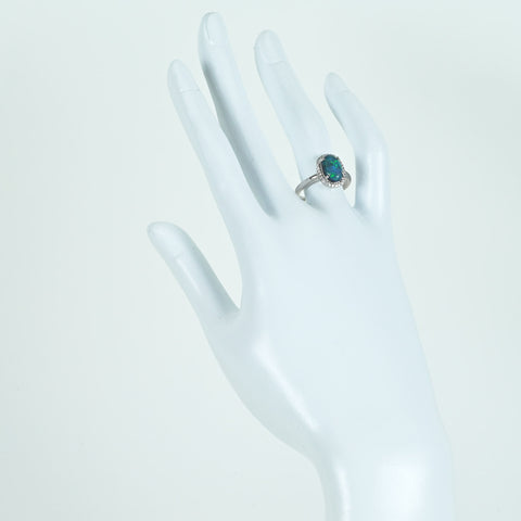 【中古】K18WG BLACK OPALブラックオパールリング BO1.72ct D0.17ct 3.6g