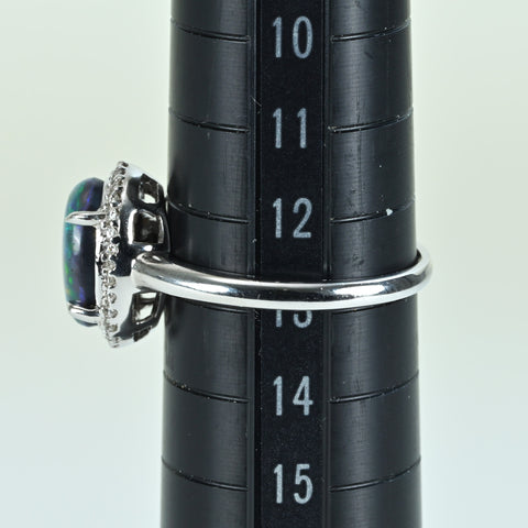 【中古】K18WG BLACK OPALブラックオパールリング BO1.72ct D0.17ct 3.6g