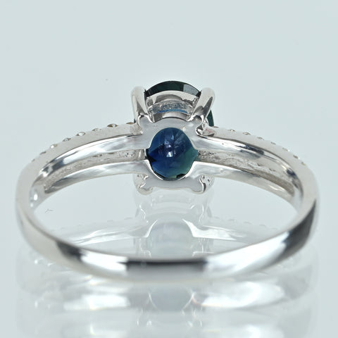 【中古】 K18WG SAPPHIRE サファイアリング S0.93ct D0.17ct 2.2g #11.5