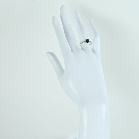 【中古】 K18WG SAPPHIRE サファイアリング S0.93ct D0.17ct 2.2g #11.5