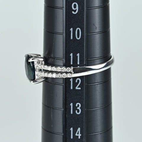 【中古】 K18WG SAPPHIRE サファイアリング S0.93ct D0.17ct 2.2g #11.5