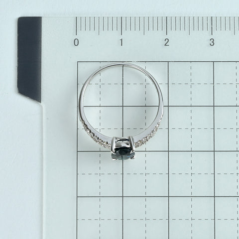 【中古】 K18WG SAPPHIRE サファイアリング S0.93ct D0.17ct 2.2g #11.5
