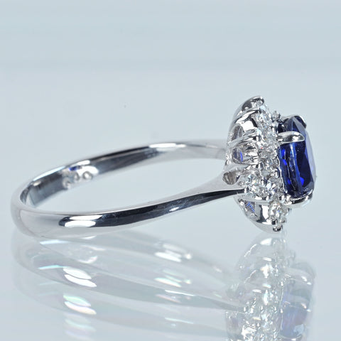 【中古】K18WG SAPPHIRE サファイアリング S1.39ct D0.40ct 3.6g #14