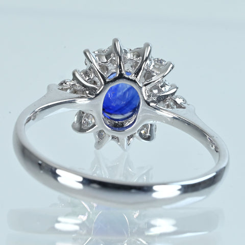 【中古】K18WG SAPPHIRE サファイアリング S1.39ct D0.40ct 3.6g #14