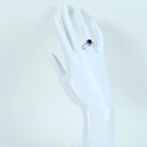 【中古】K18WG SAPPHIRE サファイアリング S1.39ct D0.40ct 3.6g #14