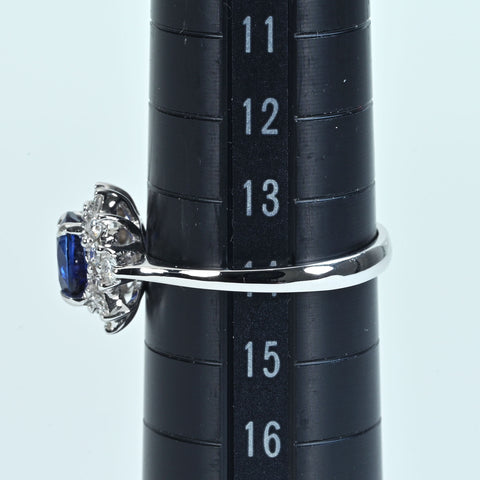 【中古】K18WG SAPPHIRE サファイアリング S1.39ct D0.40ct 3.6g #14