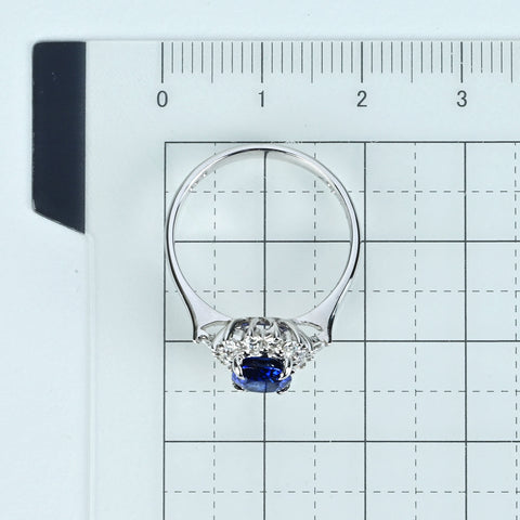 【中古】K18WG SAPPHIRE サファイアリング S1.39ct D0.40ct 3.6g #14