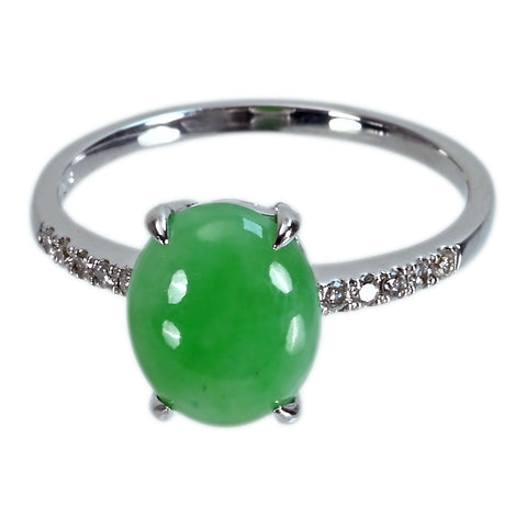 【中古】K18WG JADEITE ヒスイリング J2.77ct D0.10ct 2.6g #13.5