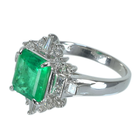 【中古】K18WG EMERALDエメラルドリング E2.47ct D0.87ct 6.4g #13