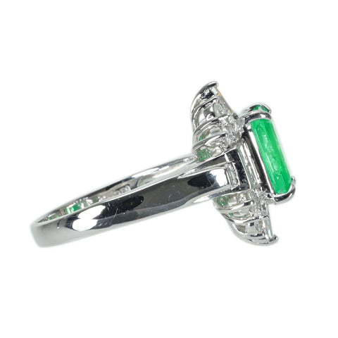 【中古】K18WG EMERALDエメラルドリング E2.47ct D0.87ct 6.4g #13