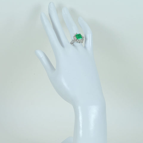 【中古】K18WG EMERALDエメラルドリング E2.47ct D0.87ct 6.4g #13