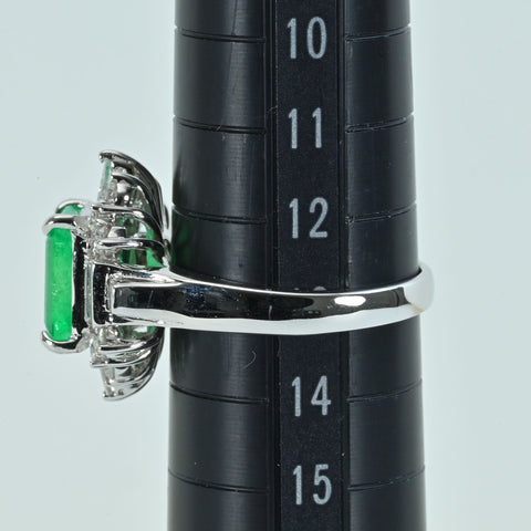 【中古】K18WG EMERALDエメラルドリング E2.47ct D0.87ct 6.4g #13