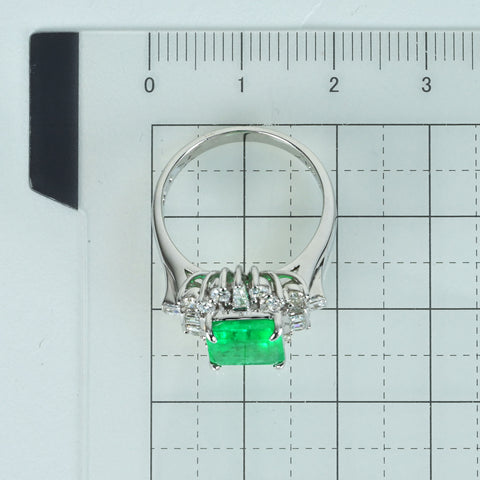 【中古】K18WG EMERALDエメラルドリング E2.47ct D0.87ct 6.4g #13