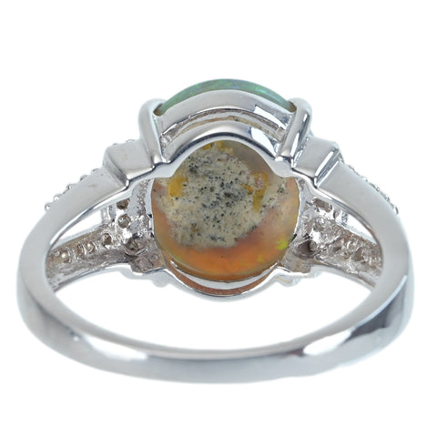 【中古】K18WG OPAL RING オパールリング BO3.10ct D0.14ct 4.8g #13