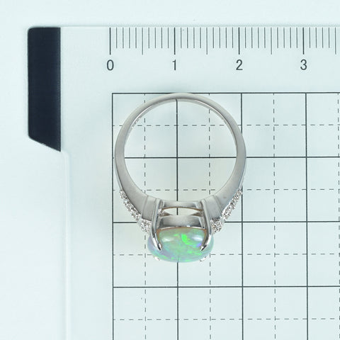 【中古】K18WG OPAL RING オパールリング BO3.10ct D0.14ct 4.8g #13