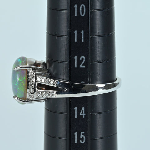 【中古】K18WG OPAL RING オパールリング BO3.10ct D0.14ct 4.8g #13