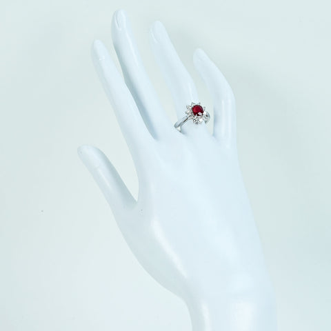 Pre-owned 18K White Gold Unheated Ruby Ring, 1.12ct R, 0.75ct D, AIGS Pigeon Blood Certificate, 4.1g, #13 