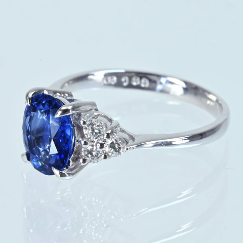 【中古】 K18WG SAPPHIRE サファイアリング S1.83ct D0.29ct 3.1g #12