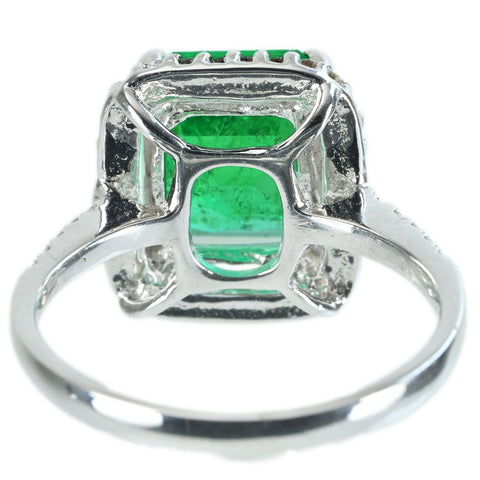 【中古】K18WG EMERALD RING エメラルドリング E3.31ct D0.30ct 4.6g #13