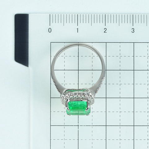 【中古】K18WG EMERALD RING エメラルドリング E3.31ct D0.30ct 4.6g #13