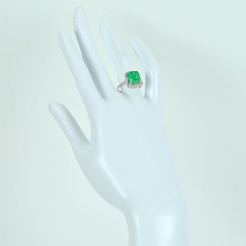 【中古】K18WG EMERALD RING エメラルドリング E3.31ct D0.30ct 4.6g #13