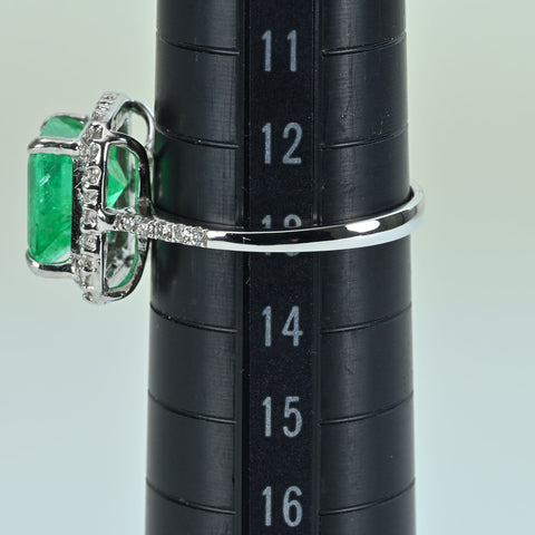 【中古】K18WG EMERALD RING エメラルドリング E3.31ct D0.30ct 4.6g #13